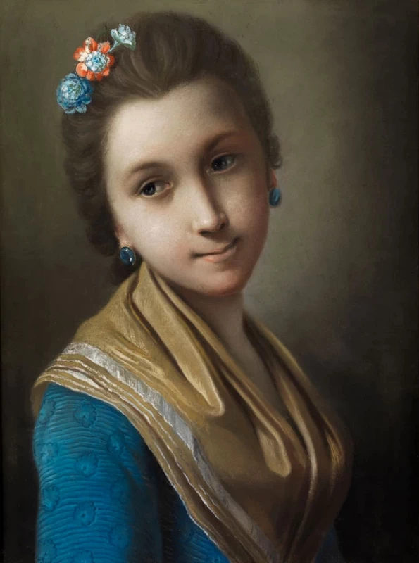 Giovinetta con scialle ed abito blu, 1754 - 1756 circa, München, Kunstgalerie Hampel